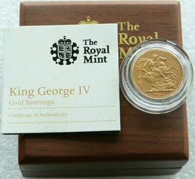 1821 George IV St George and the Dragon Full Sovereign Gold Coin Box Coa