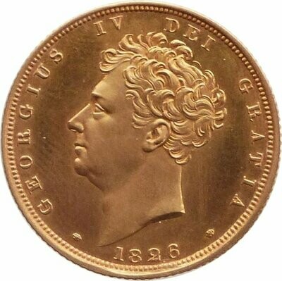 1826 George IV Bare Head Shield Full Sovereign Gold Proof Coin