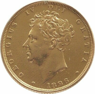 1826 George IV Bare Head Shield Full Sovereign Gold Coin Ex-Mount