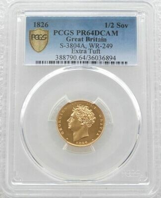 1826 George IV Bare Head Shield Half Sovereign Gold Proof Coin PCGS PR64 DCAM