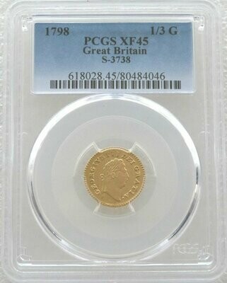 1798 George III Laur Head Third Guinea Gold Coin PCGS XF45 - First Laur Head