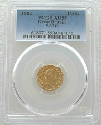 1802 George III Laur Head Third Guinea Gold Coin PCGS AU55 - First Laur Head