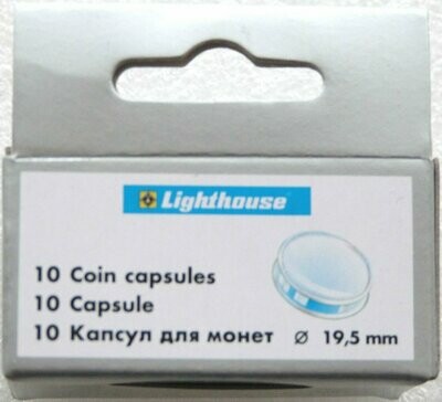 19.50mm x 10 Lighthouse Push Fit Coin Capsules Fits Half Sovereign Gold Coin