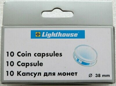 38.00mm x 10 Lighthouse Push Fit Coin Capsules Fits Maple Leaf $5 Silver Coin