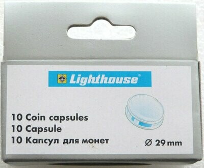29.00mm x 10 Lighthouse Push Fit Coin Capsules Fits Gold Silver Base £2 Double Sovereign