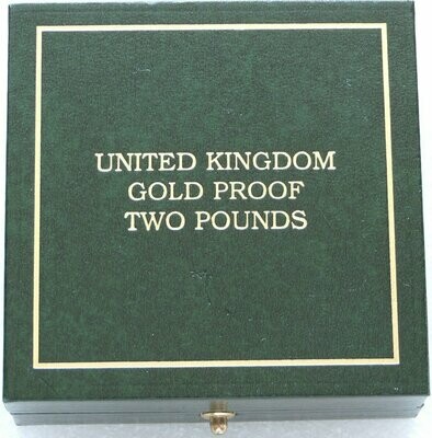1989 - 2007 Royal Mint Green Leather £2 Double Sovereign Gold Proof Coin Box Only