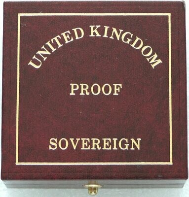 1989 - 1999 Royal Mint Maroon Leather Full Sovereign Gold Coin Box Only