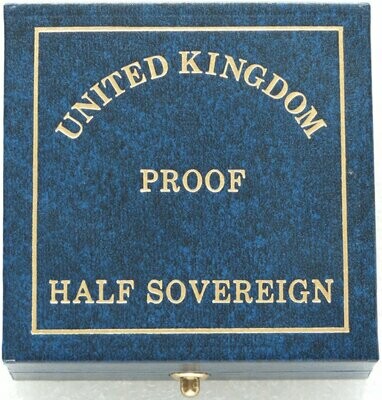 1989 - 1999 Royal Mint Blue Leather Half Sovereign Gold Coin Box Only