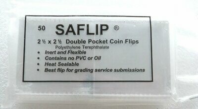 Saflip Myler Double Pocket Coin Flips 2½" x 2½" Pack of 50