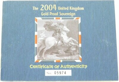 2004 St George and the Dragon Full Sovereign Gold Proof Coin Certificate Only
