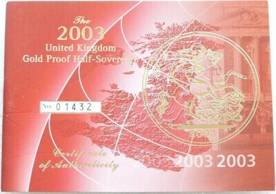 2003 St George and the Dragon Half Sovereign Gold Proof Coin Certificate Only