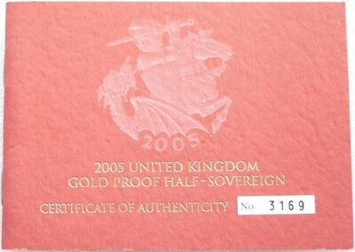 2005 St George and the Dragon Half Sovereign Gold Proof Coin Certificate of Authenticity Only