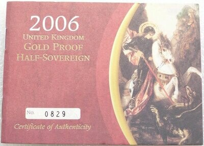 2006 St George and the Dragon Half Sovereign Gold Proof Coin Certificate Only