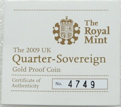 2009 St George and the Dragon Quarter Sovereign Gold Proof Coin Certificate Only
