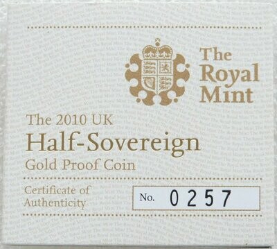 2010 St George and the Dragon Half Sovereign Gold Proof Coin Certificate Only