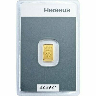 1 Gram Heraeus Swiss Hologram Kinebar Gold Bar Fine 999.9% Gold Bullion Bar Ingot Certified Sealed