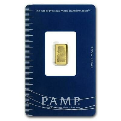 1 Gram Pamp Swiss Fortuna Gold Bar Fine Gold 999.9% Bullion Bar Ingot Certified Sealed
