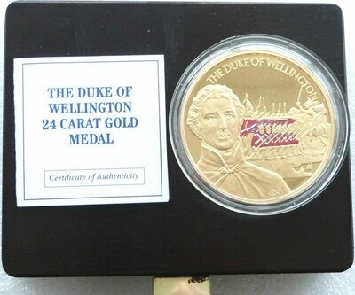 2002 Duke of Wellington Britannia Commemorative Gold Proof 5oz Medal Coin Box Coa - Mintage 20
