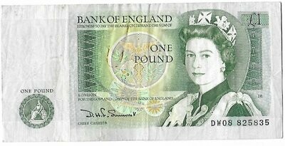 1981 - 1983 Bank of England D H Somerset Green £1 One Pound Banknote