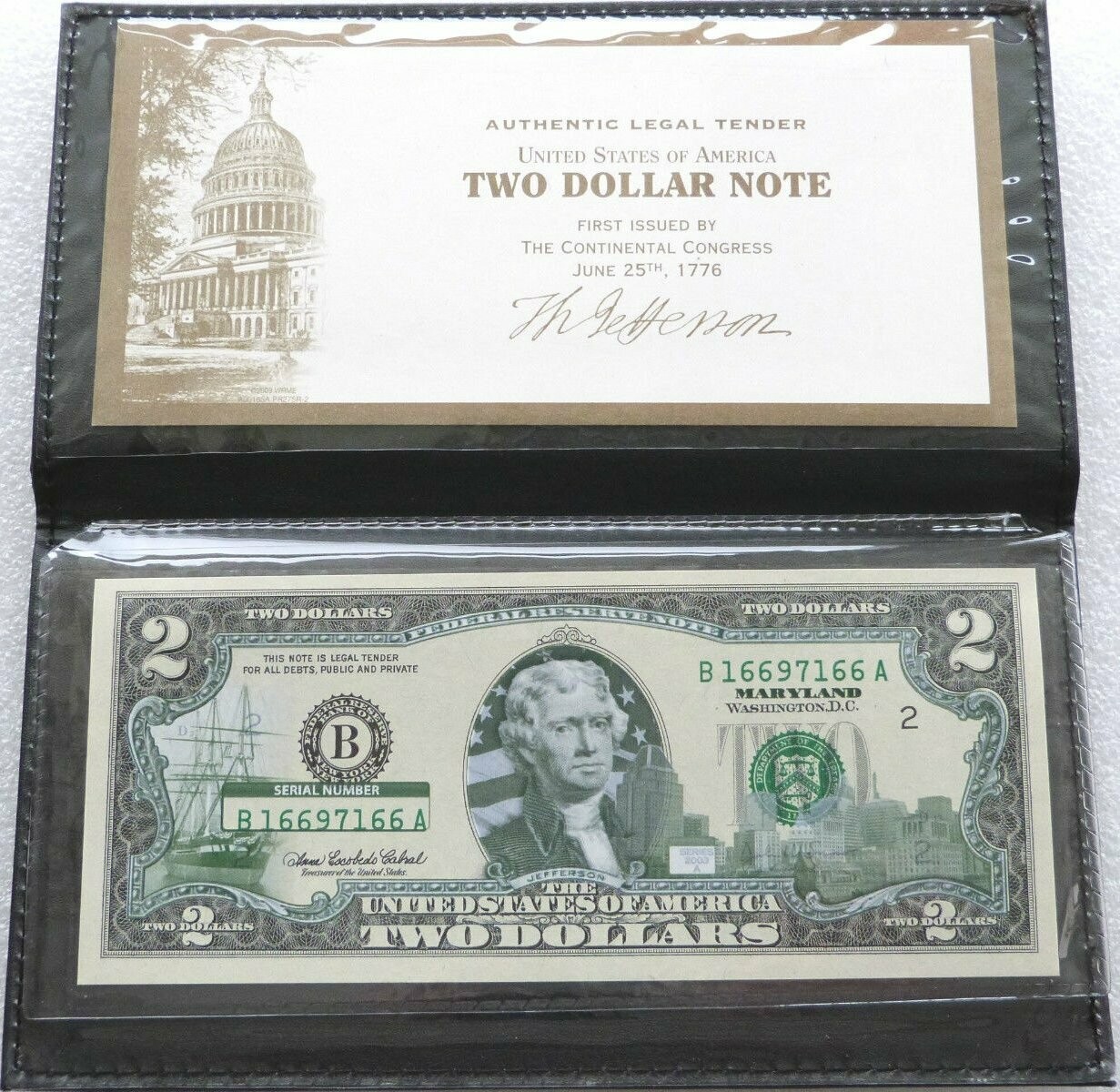 P-516b Banknotes UNC Atlanta United States USA 2 Dollars 2003 Series F 