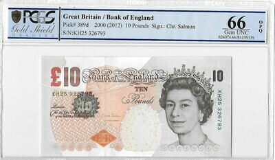 2012 Bank of England Chris Salmon Darwin £10 Banknote Superb Gem Unc 66 OPQ