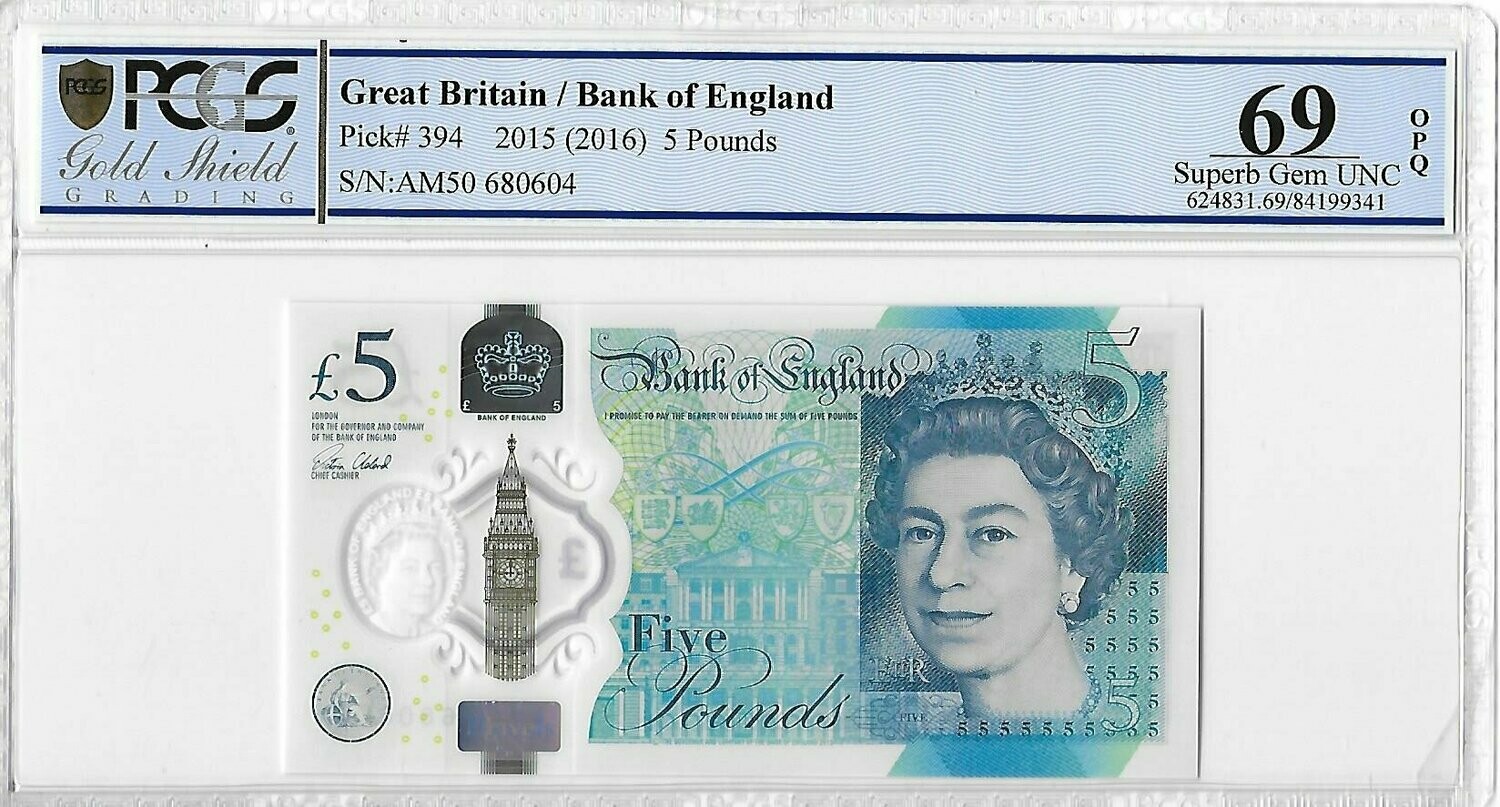2016 Bank of England Victoria Cleland Polymer Churchill £5 Five Pound Banknote Superb Gem Unc 69 OPQ