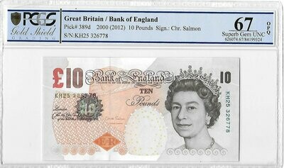 2012 Bank of England Chris Salmon Darwin £10 Banknote Superb Gem Unc 67 OPQ