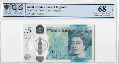 2016 Bank of England Victoria Cleland Polymer Churchill £5 Five Pound Banknote Superb Gem Unc 68 OPQ