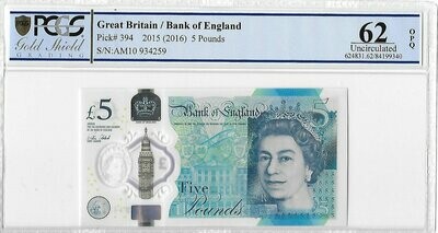 2016 Bank of England Victoria Cleland Polymer Churchill £5 Five Pound Banknote Uncirculated 62 OPQ
