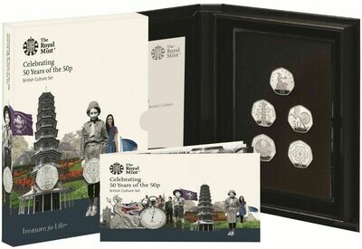 2019 British Culture 50p Proof 5 Coin Set Box Coa - Mintage 3,500
