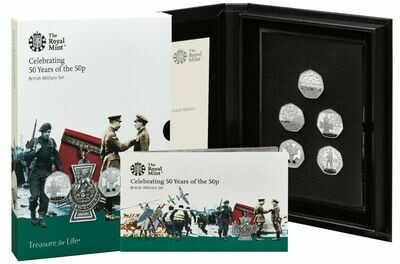 2019 British Military 50p Proof 5 Coin Set Box Coa - Mintage 3,144