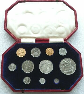 1902 Edward VII Coronation Gold Matte Proof Sovereign 11 Coin Short Set Boxed