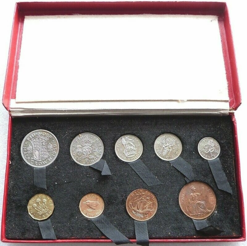 1950 George VI Mid-Century Proof 9 Coin Set (Halfcrown to Farthing)