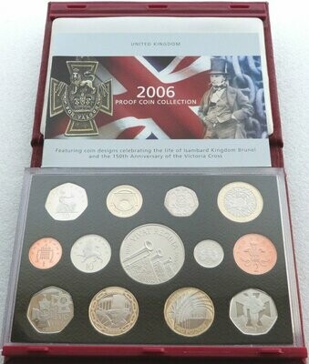 2006 Royal Mint Deluxe Proof 13 Coin Set Red Leather Case Coa