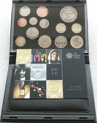 2010 Royal Mint Deluxe Proof 13 Coin Set Black Leather Case Coa