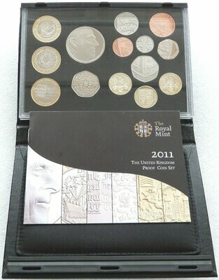 2011 Royal Mint Deluxe Proof 14 Coin Set Black Leather Case Coa