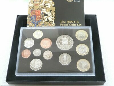2009 Royal Mint Standard Proof 12 Coin Set Box Coa