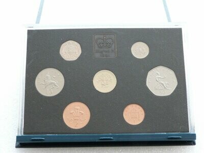 1991 Royal Mint Standard Proof 7 Coin Set Blue Case Coa