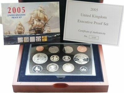 2005 Royal Mint Executive Proof 12 Coin Set Box Coa