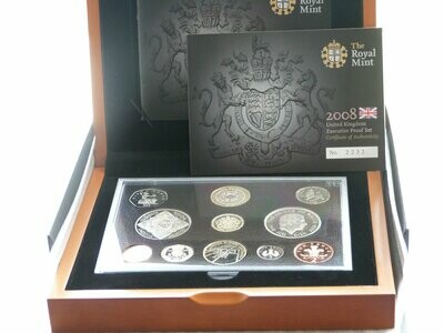 2008 Royal Mint Executive Proof 11 Coin Set Box Coa
