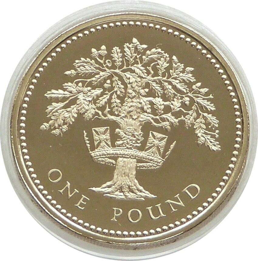 1992 English Royal Oak Tree £1 Proof Coin