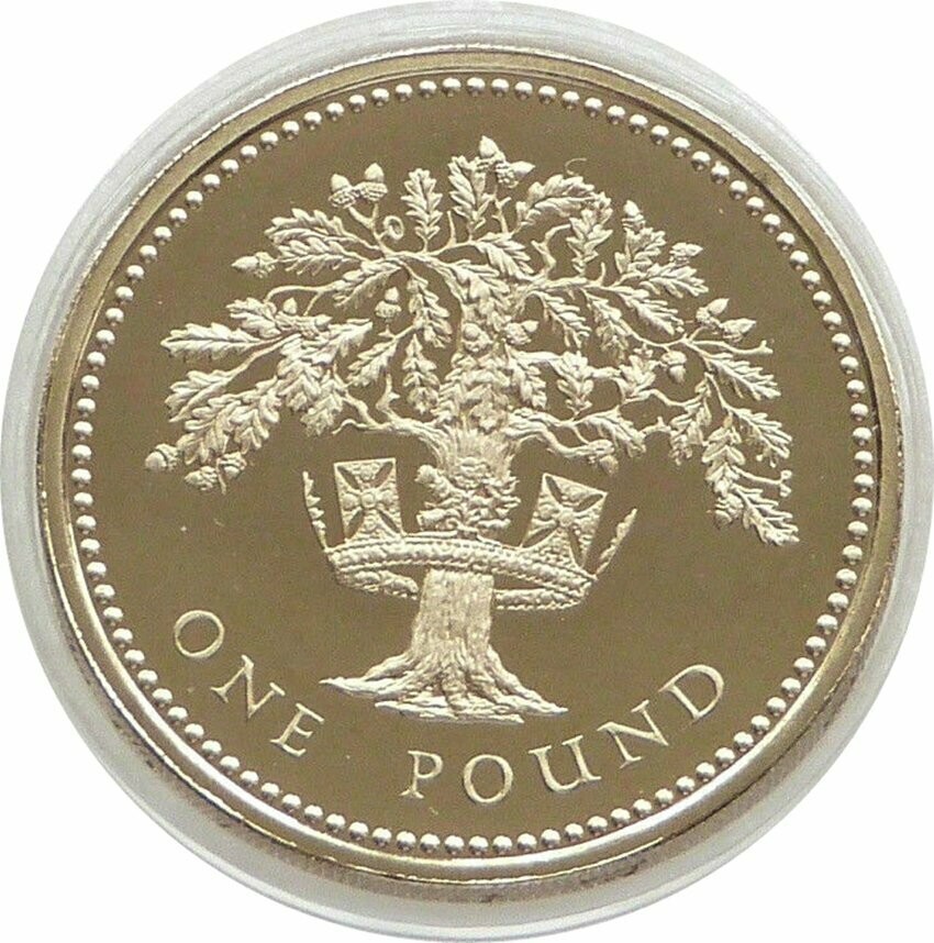 1992 English Royal Oak Tree £1 Proof Coin