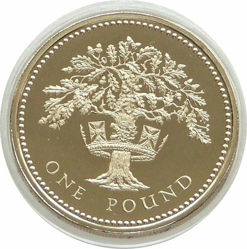 1992 English Royal Oak Tree £1 Proof Coin