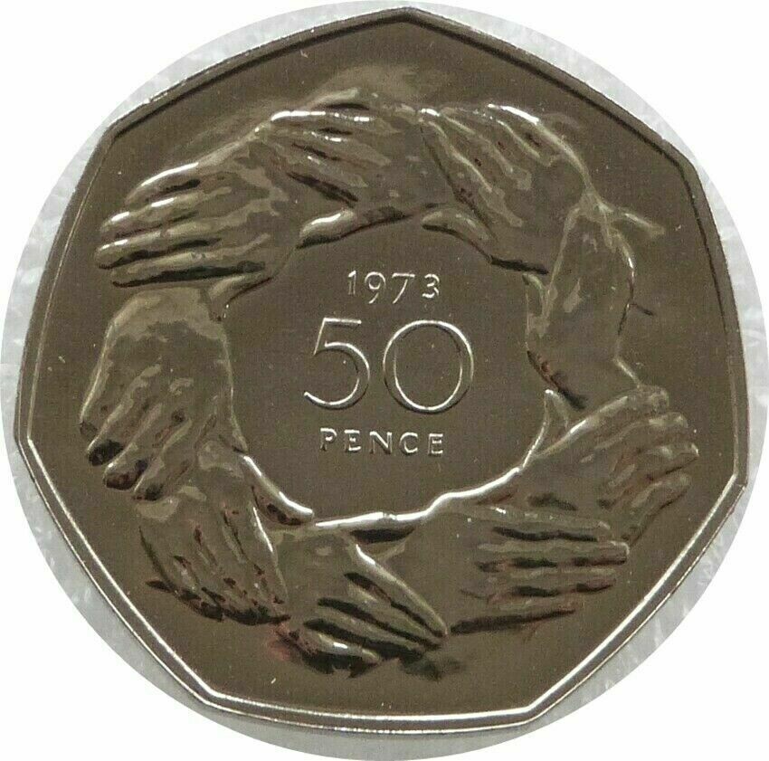 1973 Accession to the EEC Hands 50p Proof Coin