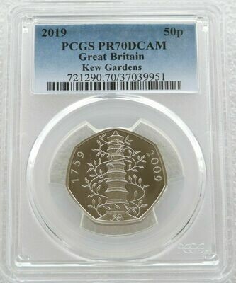 2019 Kew Gardens 50p Proof Coin PCGS PR70 DCAM - Mintage 3,500