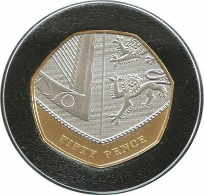 2009 Royal Shield of Arms 50p Gold Platinum Plated Proof Coin