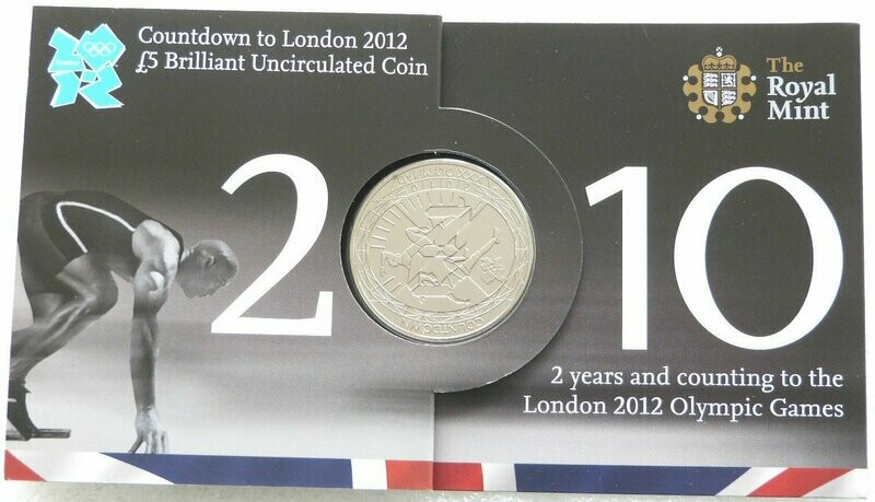 2010 London Olympic Games Countdown £5 Brilliant Uncirculated Coin Long Pack