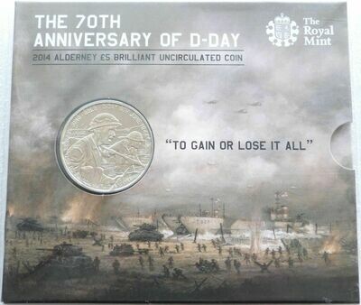 2014 Alderney D-Day Landings £5 Brilliant Uncirculated Coin Pack Sealed