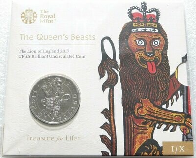 2017 Queens Beasts Lion of England £5 Brilliant Uncirculated Coin Pack Sealed