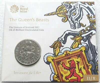 2017 Queens Beasts Unicorn of Scotland £5 Brilliant Uncirculated Coin Pack Sealed